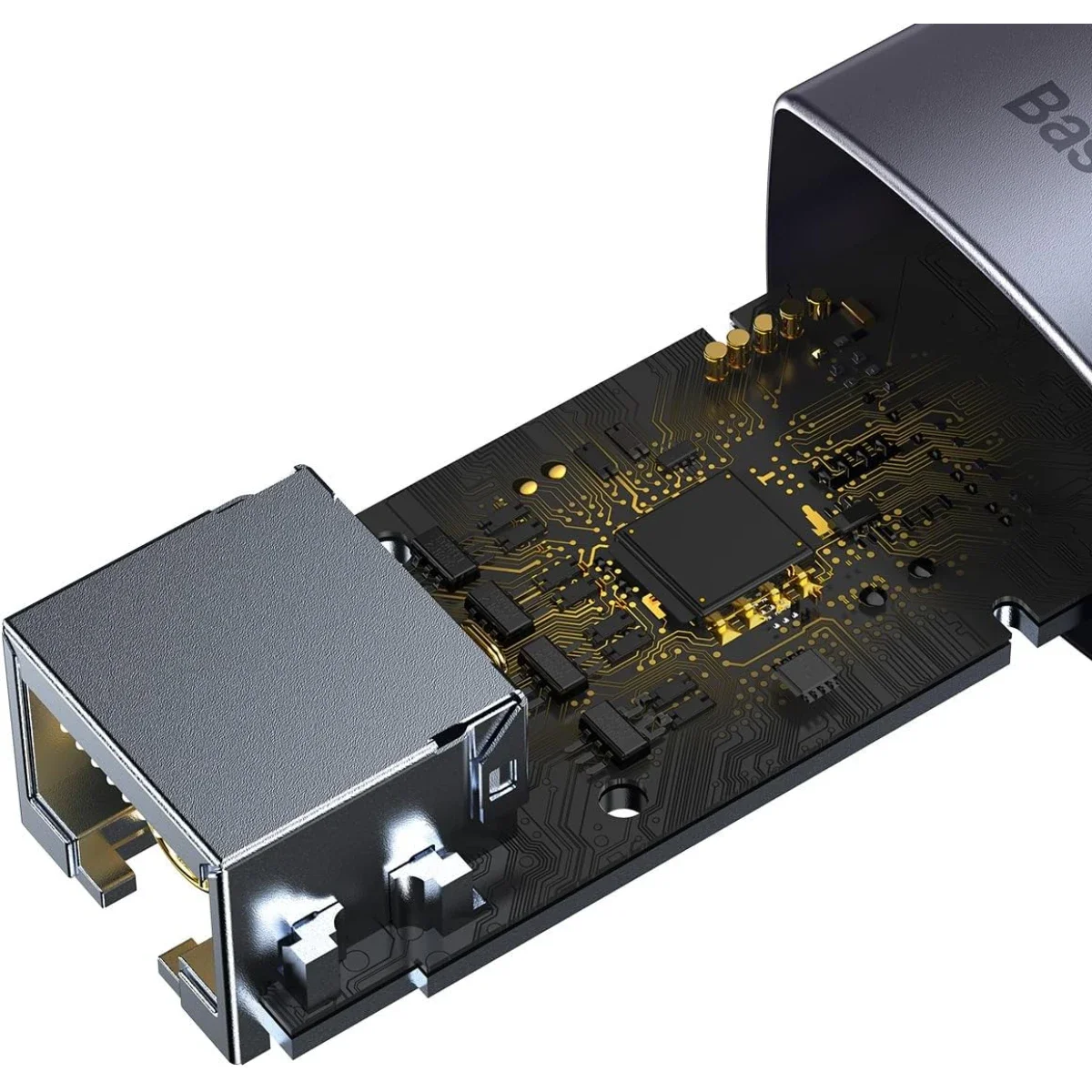 محول إيثرنت Baseus Lite Series من USB-C إلى RJ45 بسرعة جيجابت، رمادي - Thumbnail 3