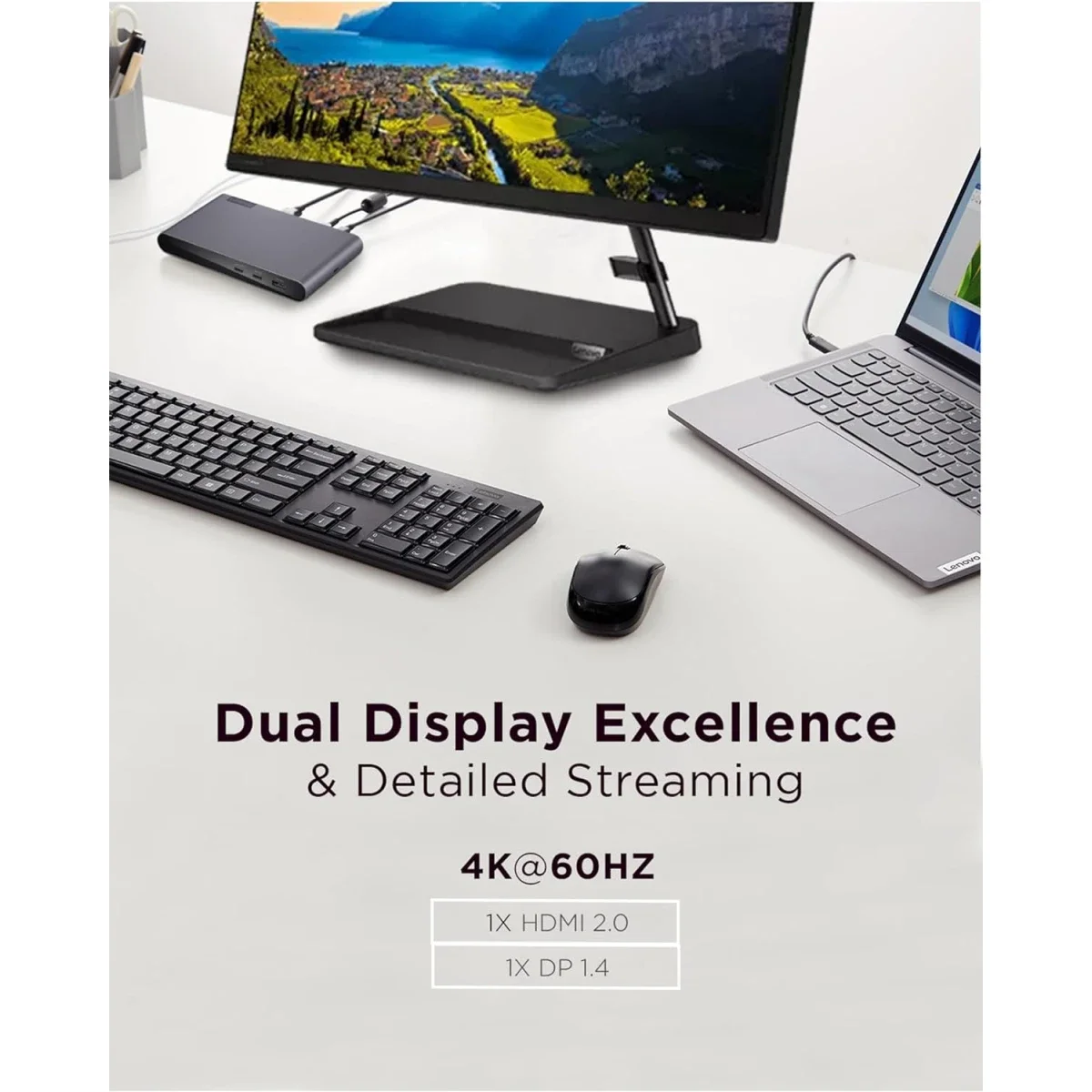 محطة إرساء Lenovo USB-C Universal Business Dock مع شحن 65W ومنفذ DisplayPort 1.4 وHDMI 2.0 و3 منافذ USB-A و2 USB-C - Image 3