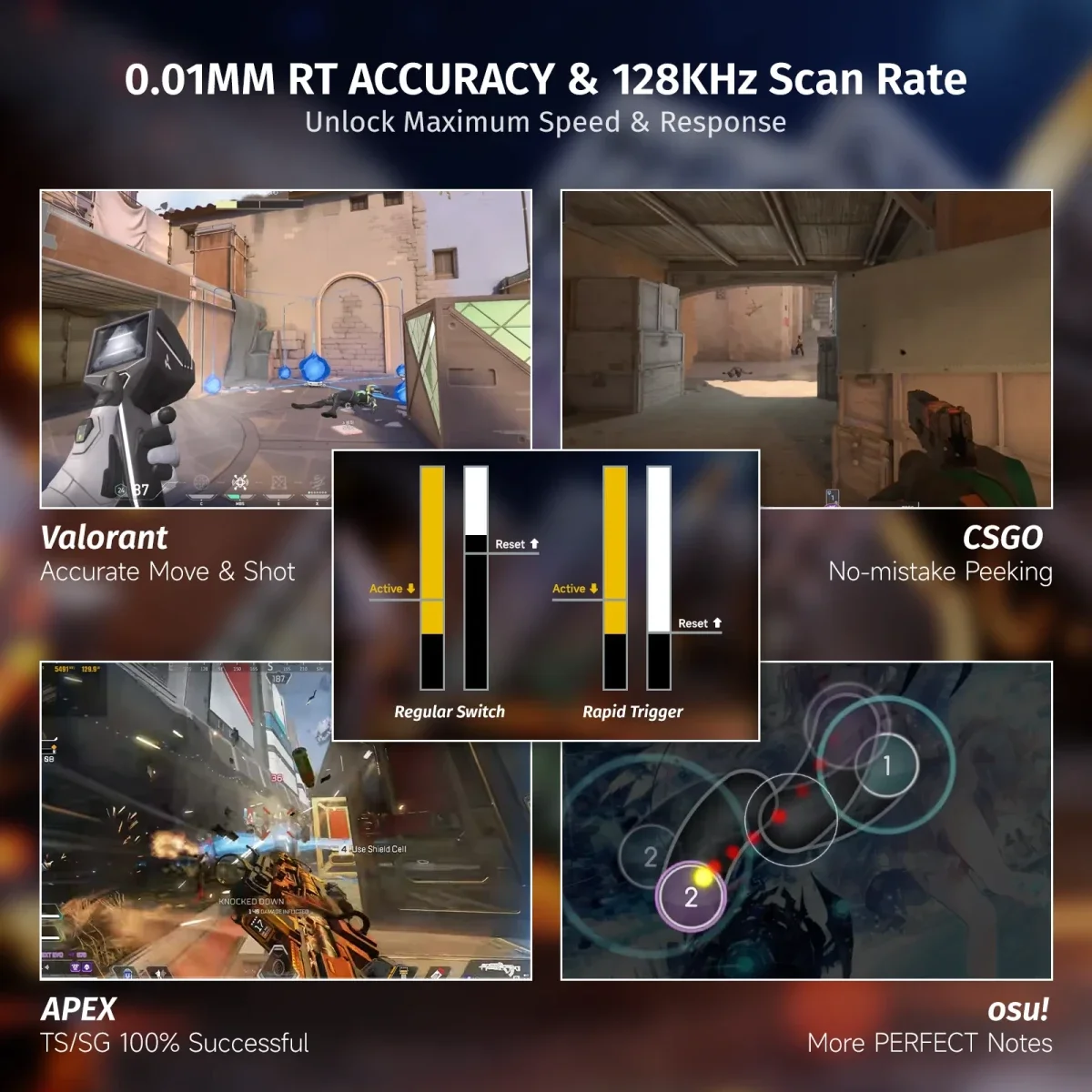 كيبورد ألعاب ATTACK SHARK X68 HE مغناطيسي سلكي 65% Black Contours - Image 6