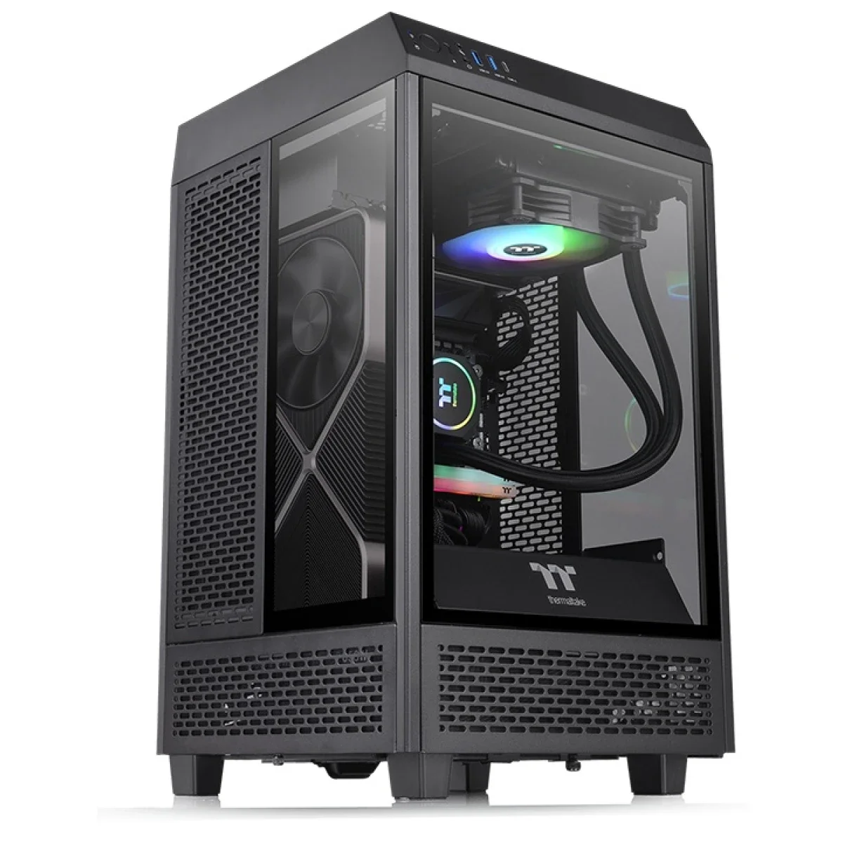 هيكل كمبيوتر Thermaltake The Tower 100 ميني تاور زجاج مقوي Mini-ITX اسود