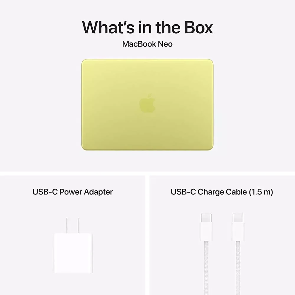لابتوب Apple MacBook Neo بمعالج A18 Pro، رام 8GB، SSD 256GB، شاشة 13 إنش (2408×1506)، macOS، Citrus، MHFD4LL - Thumbnail 4