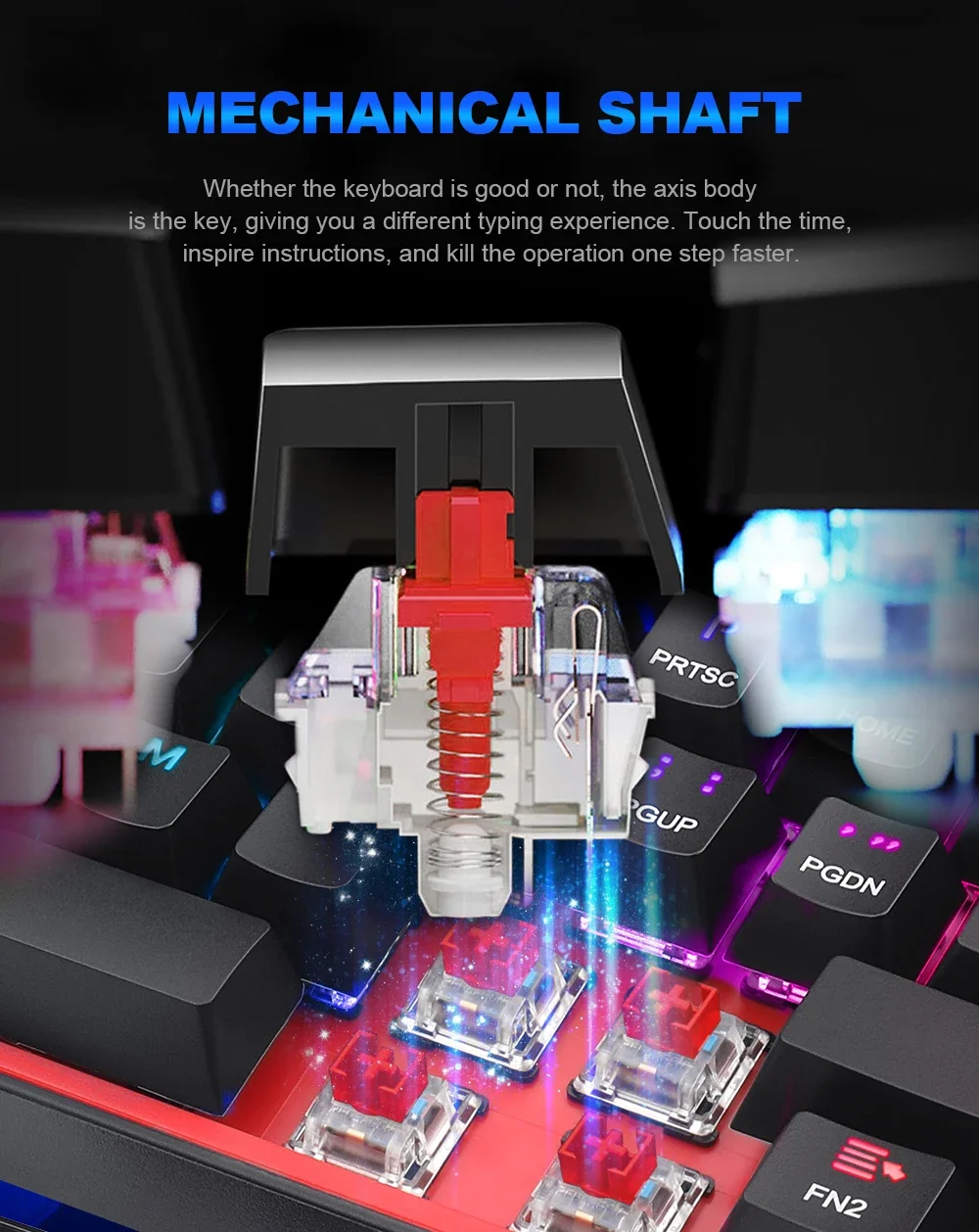 Redragon K617 Fizz RGB 60% Mechanical Gaming Keyboard, 61 Keys, Red Switches, Black - Thumbnail 12