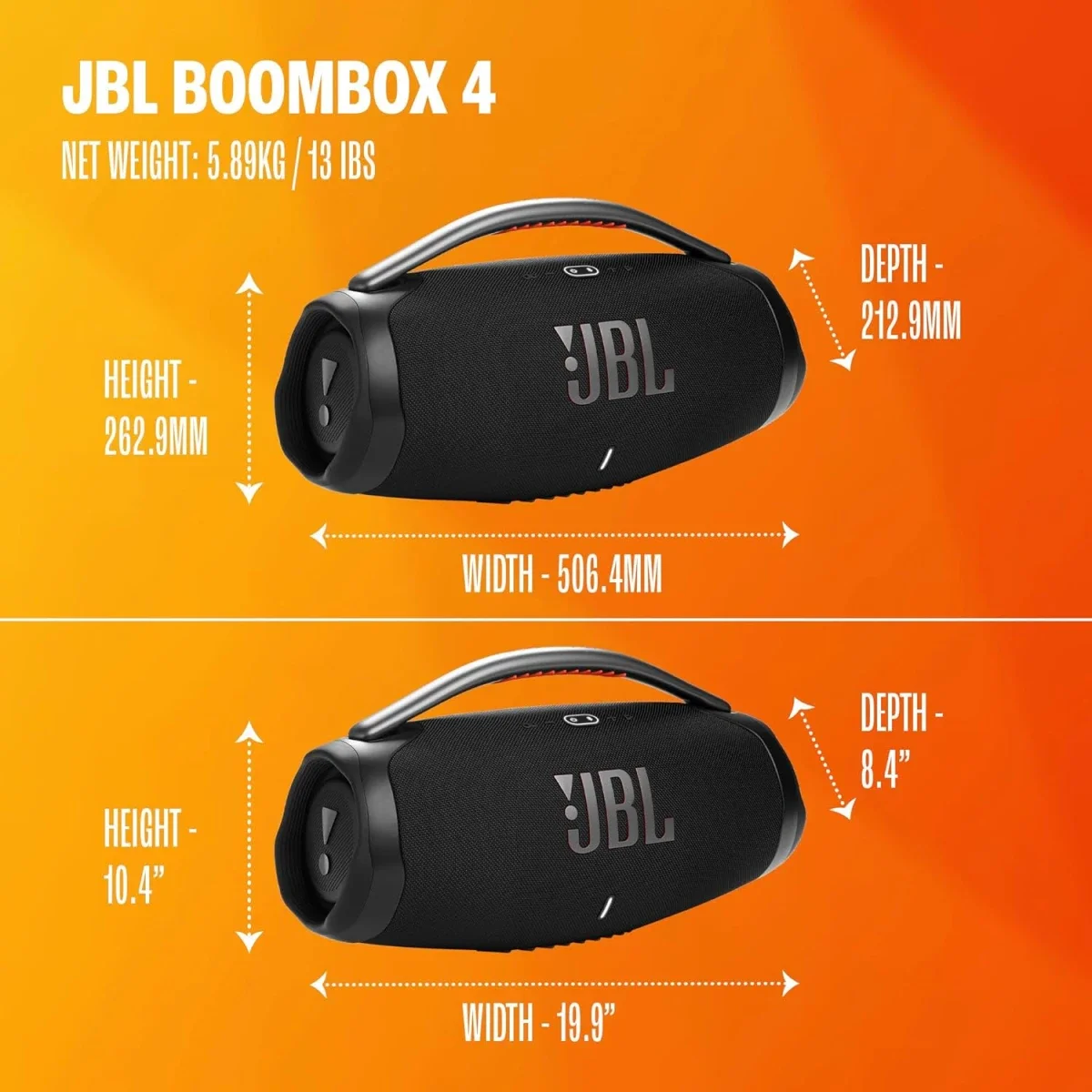 سماعة JBL Boombox 4 محمولة بتقنية بلوتوث، 2 × 65 واط RMS، IP68، أسود - Image 4