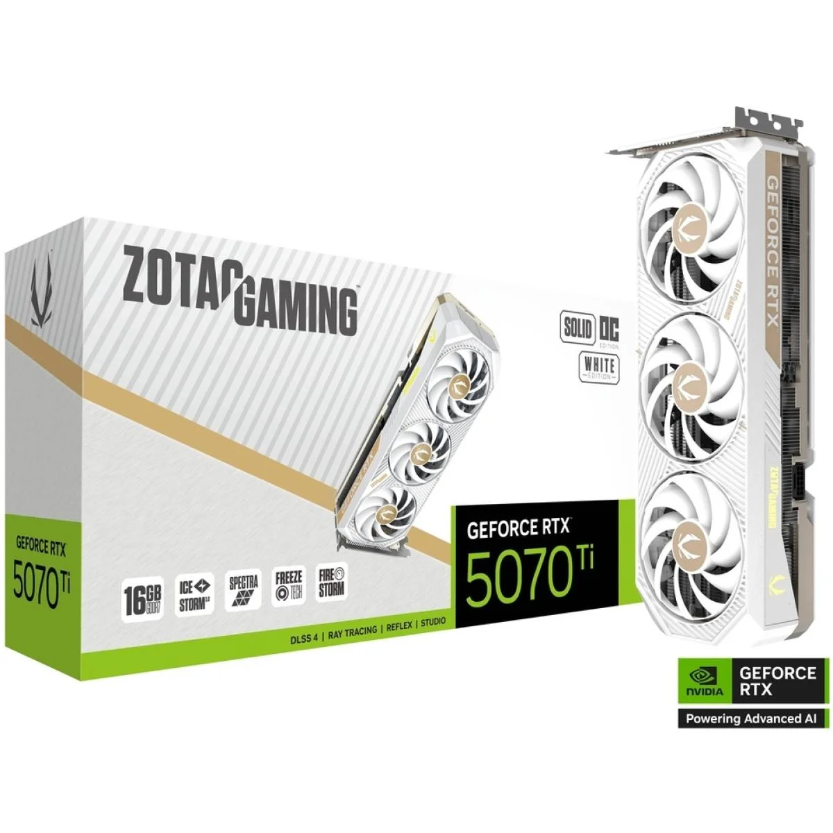 ZOTAC GeForce RTX 5070 Ti SOLID CORE OC White Edition 16GB GDDR7 Graphics Card