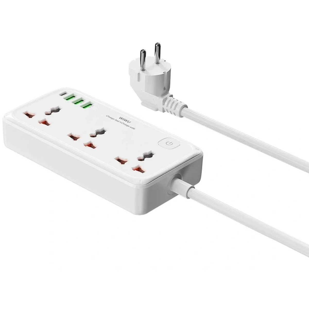 WIWU Wi-S005 7-in-1 GaN Power Strip with 30W PD USB-C, 4000W, White