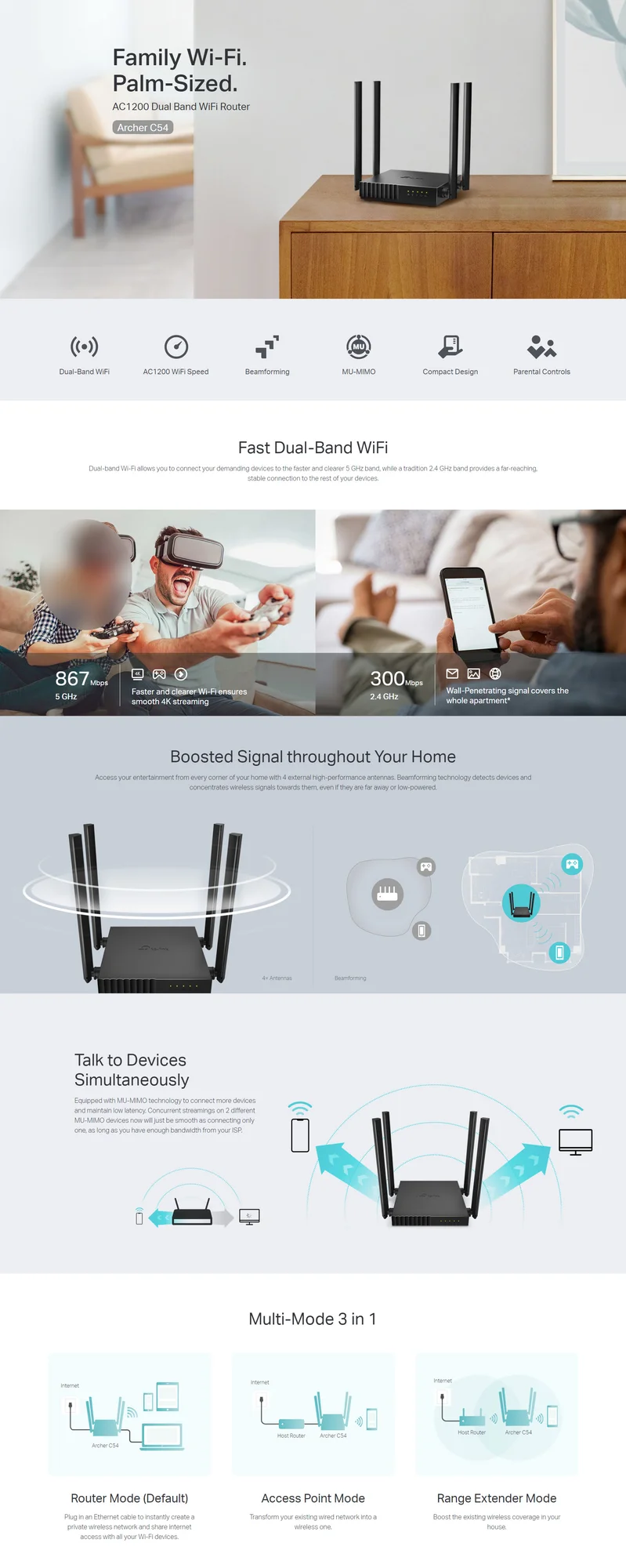 TP-LINK Archer C54 AC1200 Dual-Band Wi-Fi Router - Thumbnail 3