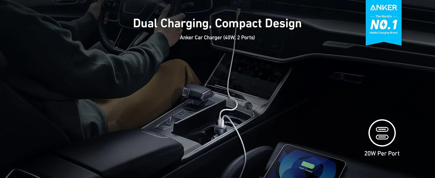 شاحن سيارة Anker PowerDrive III Duo بقدرة 40 واط ومنفذين USB-C - Thumbnail 8