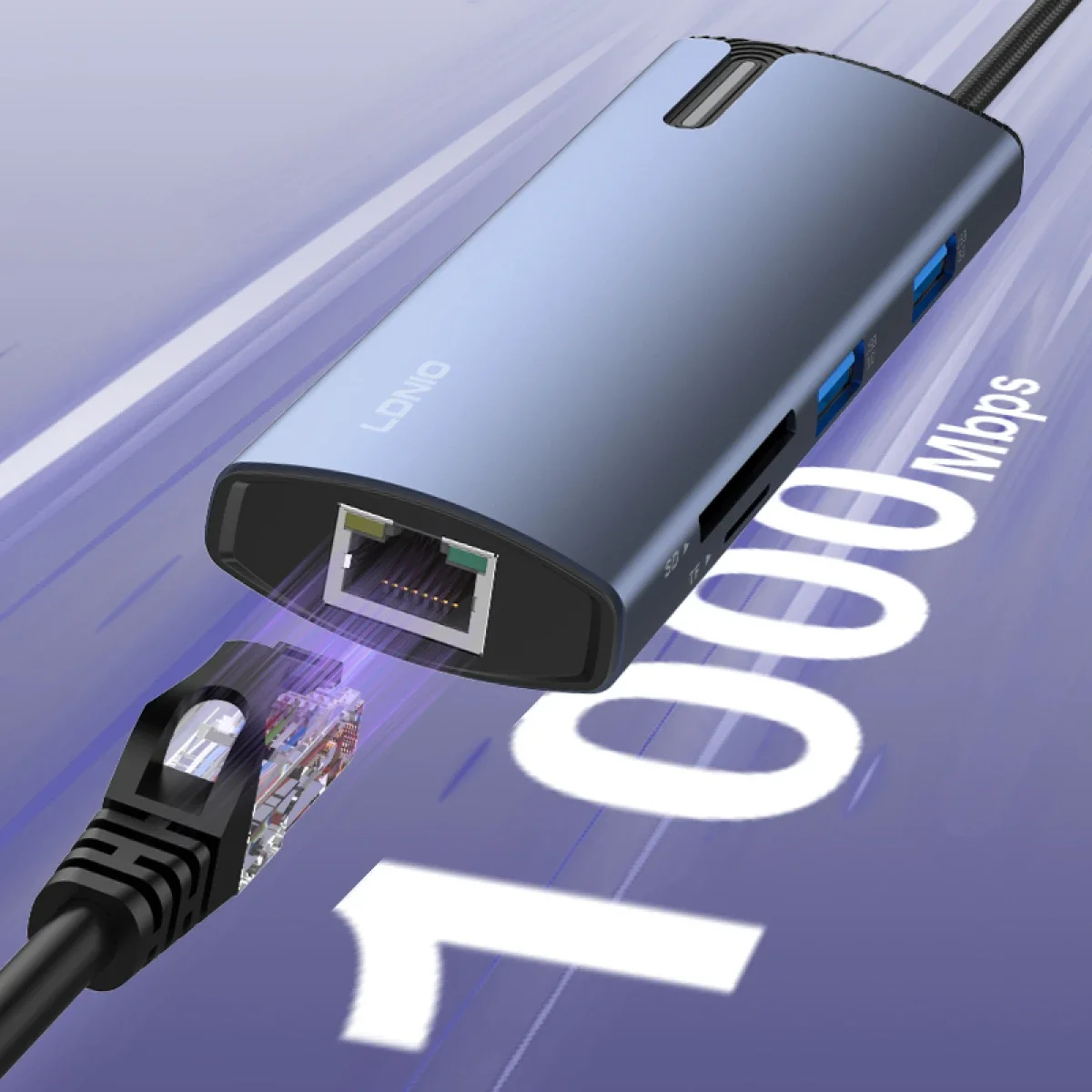 محطة إرساء LDNIO DS-18H ‏8 في 1 بمنفذ USB-C مع 100W PD و4K HDMI وRJ45 وSD/TF - رمادي - Thumbnail 5
