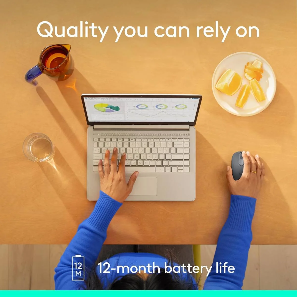 ماوس Logitech M196 لاسلكي بتقنية Bluetooth بتصميم صغير محمول وبطارية 12 شهر - أوف وايت - Image 4