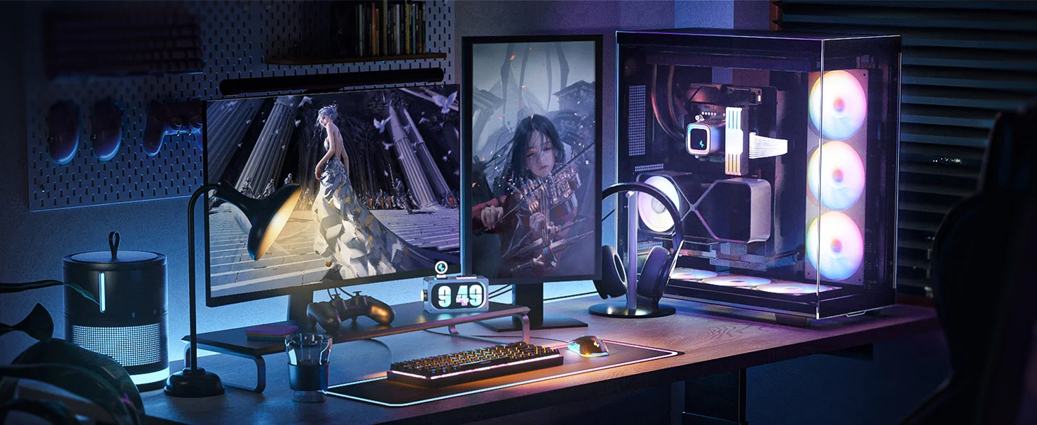 هيكل كمبيوتر DeepCool CH780 ATX+ بانورامي مزدوج الحجرة Full Tower مع حامل رأسي وكابل Gen 4 Riser وزجاج مقوى و3×140mm مراوح ARGB - Black - Image 16
