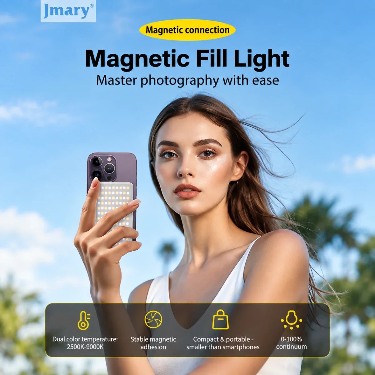 إضاءة تصوير فيديو مغناطيسية Jmary FM-168R LED بوضع CCT وقدرة 10 واط - Image 3