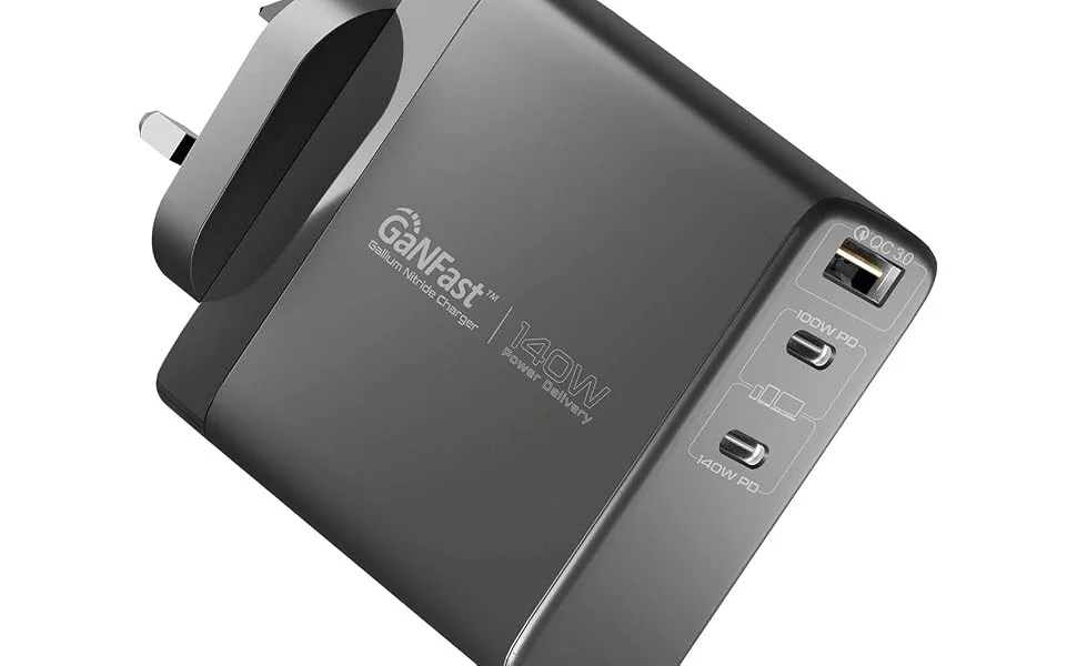 Promate GaNCharge-140W 140W 3-Port USB-C GaN Charger, Black - Thumbnail 9
