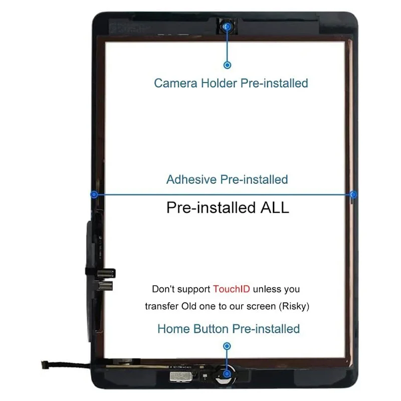شاشة لمس بديلة مع تجميعة لجهاز iPad الجيل التاسع 10.2 إنش – أسود