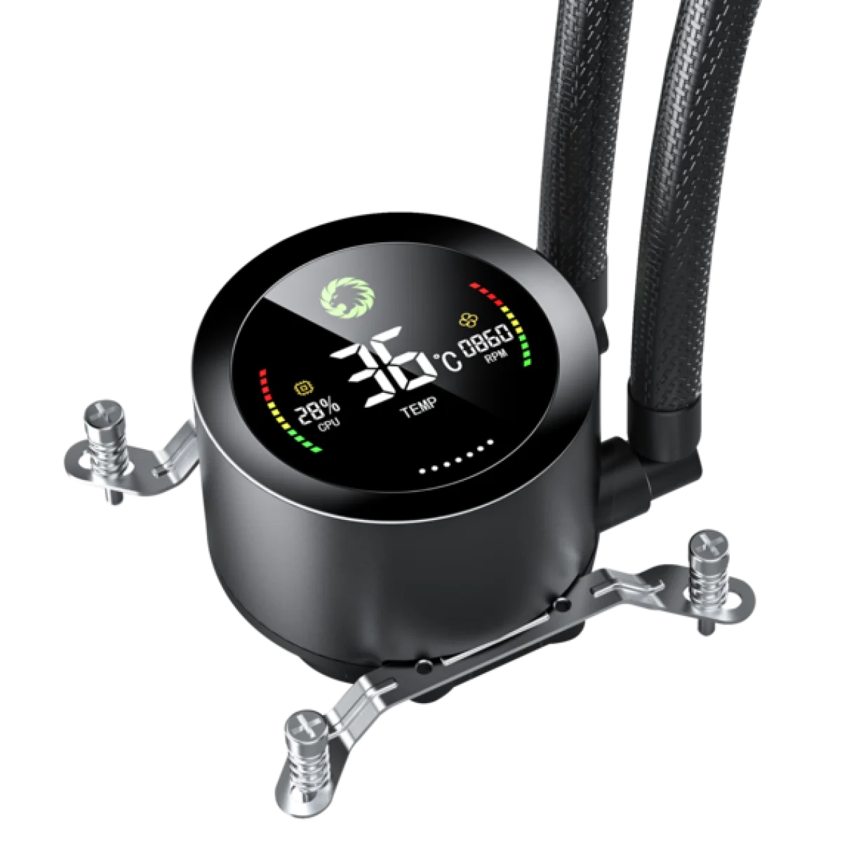 مبرد معالج سائل GameMax IceBurg 360 Digital BK مقاس 360 مم، قدرة تبريد 290 واط، شاشة رقمية، 3 مراوح ARGB PWM، أسود، كفالة سنة - Image 3