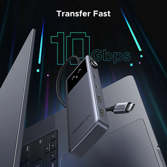 موزع USB-C من Ugreen UNO 35998 متعدد المنافذ 6 في 1 مع HDMI بدقة 4K 60Hz وقدرة 100W PD وشاشة LED - Image 2