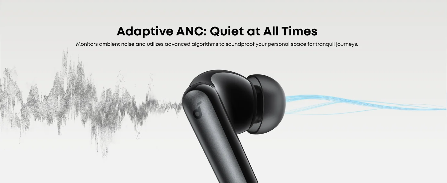 سماعات أذن Anker Soundcore P41i لاسلكية بعزل ضوضاء تكيفي مع علبة شحن 3000mAh، أبيض - Image 16