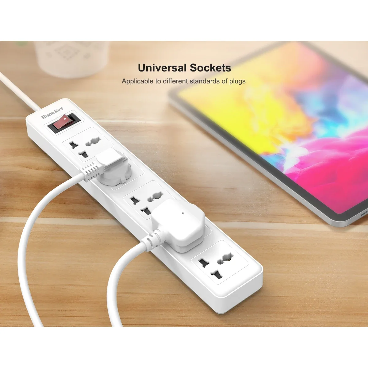 Huntkey SSZ501 Universal Power Strip, 5 Outlets, 3m, White - Image 2