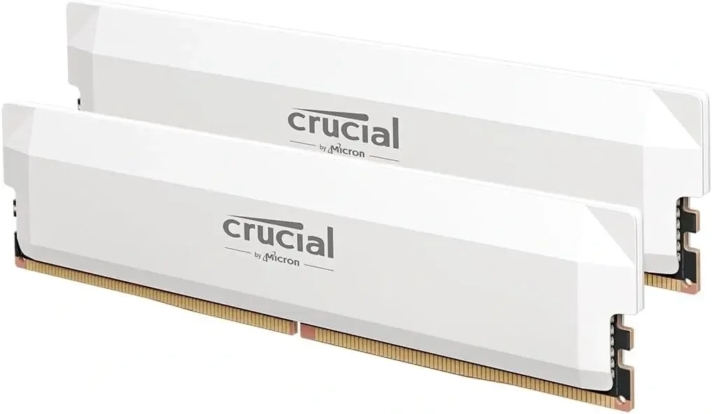 رام Crucial Pro Series سعه 64GB (2x32GB) DDR5 بتردد 6400MHz ابيض
