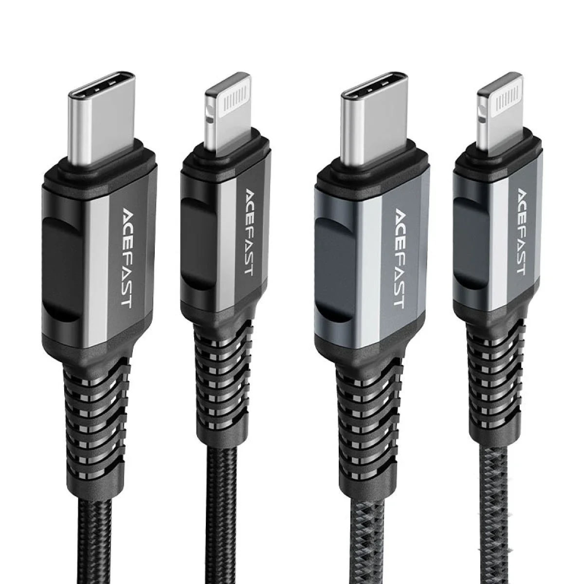 كابل شحن سريع ACEFAST C7-03 USB-C إلى USB-C مضفر بطول 1.2 متر وقدرة 100W وشاشة إضاءة - أسود - Thumbnail 5