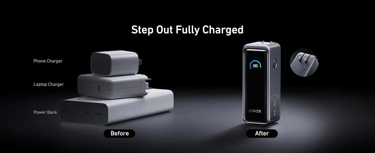 بطارية محمولة Anker Prime بسعة 9,600mAh وقدرة 65W مع قابس AC مدمج - Thumbnail 13