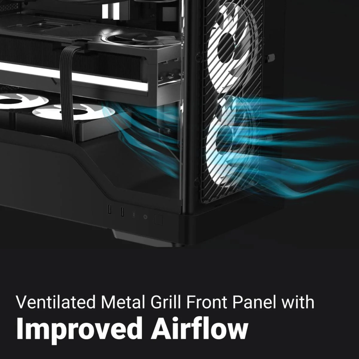 AeroCool D520A Black ARGB ATX Mid-Tower Tempered Glass Gaming Case with 4 ARGB Fans and Type-C - Thumbnail 3