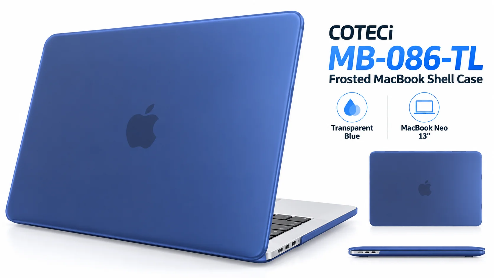 غطاء حماية فروستد Coteci MB-086-TL لجهاز MacBook Neo مقاس 13 إنش، أزرق شفاف - Image 7