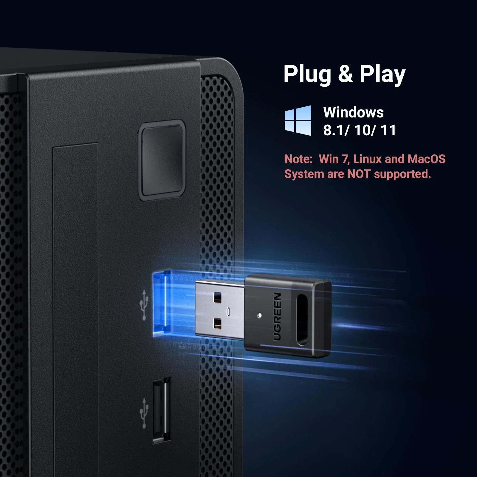 محول بلوتوث Ugreen 35995 USB إصدار 5.3 للكمبيوتر - Thumbnail 8