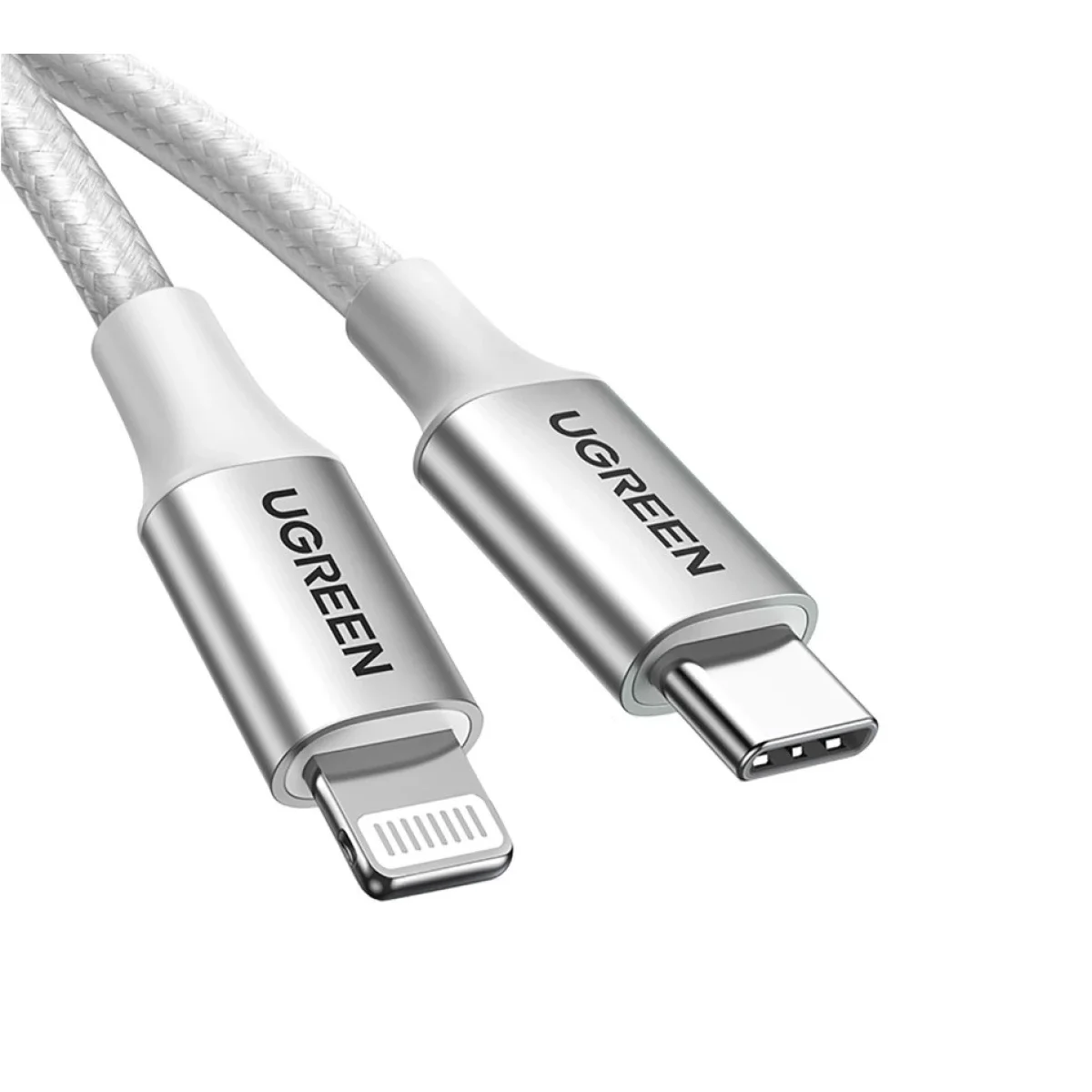 كابل Ugreen US304 70523 من USB-C إلى Lightning معتمد MFi بطول 1 متر فضي - Image 2