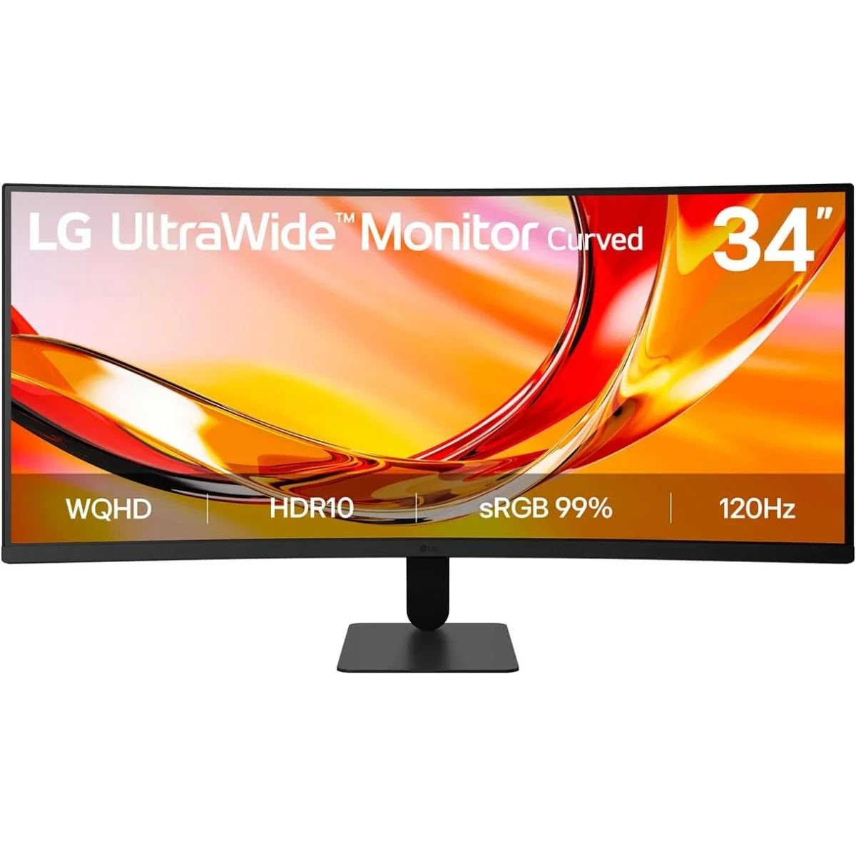 LG 34U601B-B 34-Inch UltraWide QHD Curved Monitor, 1800R, 120Hz, HDR10, 99% sRGB, VRR, FreeSync Premium, HDMI 2.0, DP 1.4, Black