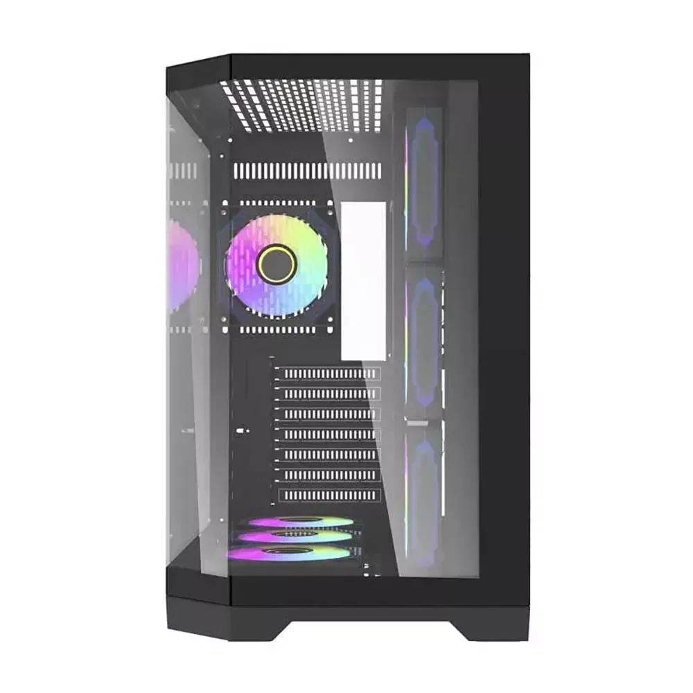 كيس كمبيوتر Aigo FT418 Pro للألعاب ميد تاور ATX مع 7 مراوح ARGB - أسود - Image 2