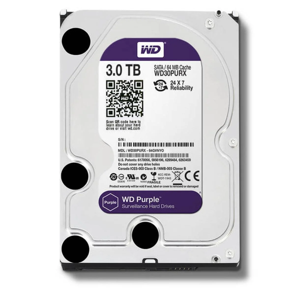 Western Digital WD30PURX Purple 3TB 3.5-Inch SATA Surveillance Hard Drive 5400 RPM - Image 2
