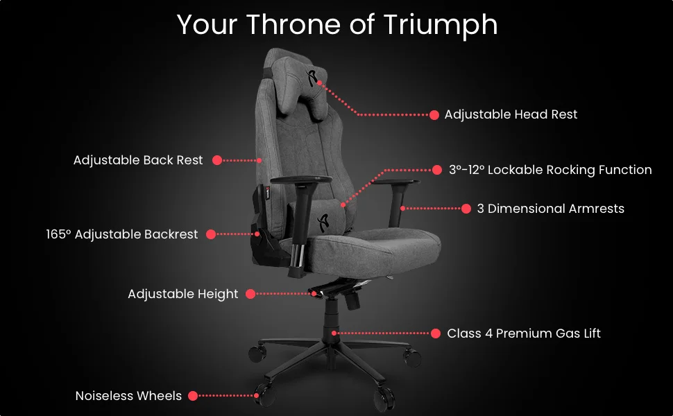 Arozzi Vernazza Soft Fabric Gaming Chair with 3D Armrests - Pure Black - Image 13
