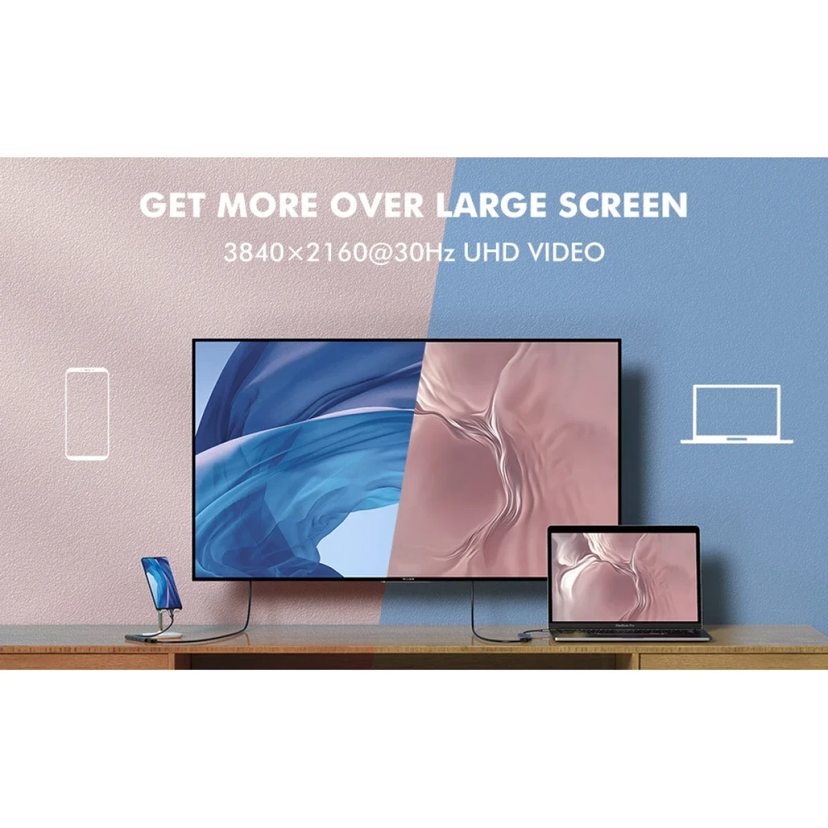 موزع Ugreen 50209 USB-C 5 في 1 مع HDMI بدقة 4K@30Hz و3 منافذ USB 3.0 وشحن PD بقدرة 100 واط - Image 3