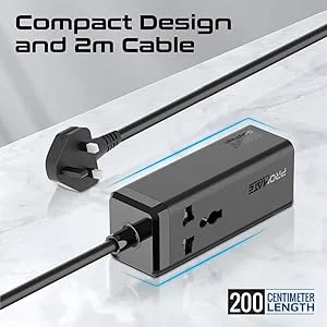 Promate PowerBrix-GaN65 65W GaNFast 5-in-1 Power Strip with 2500W AC Socket & 2m Cable - Thumbnail 14