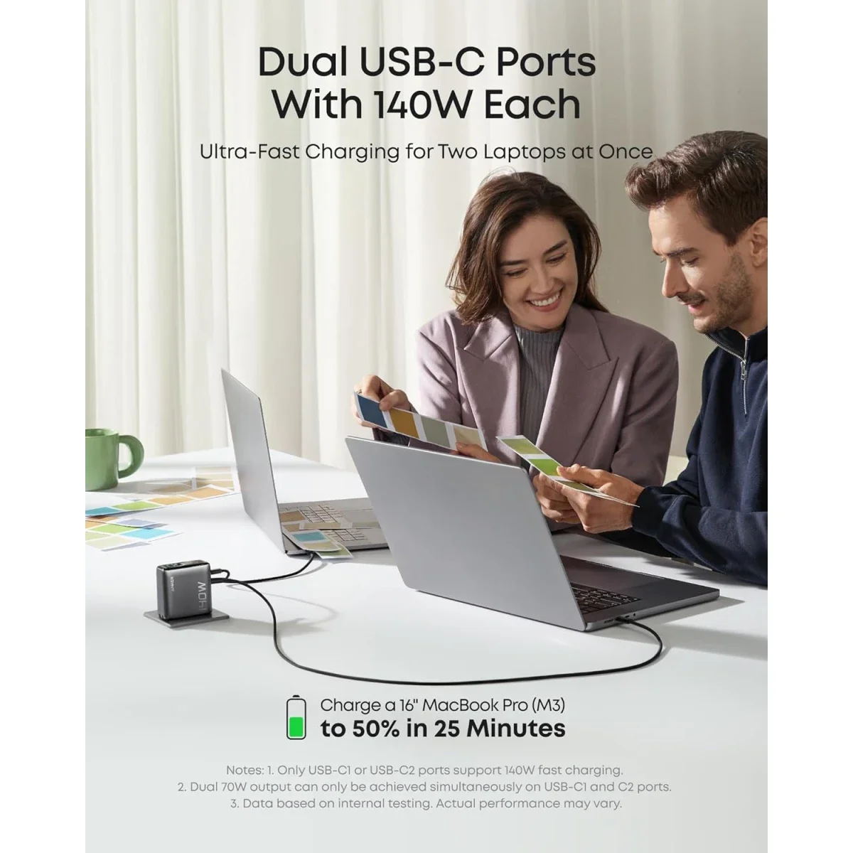 Anker 140W 4-Port GaN USB-C Charger with Smart Display, Black - Thumbnail 5
