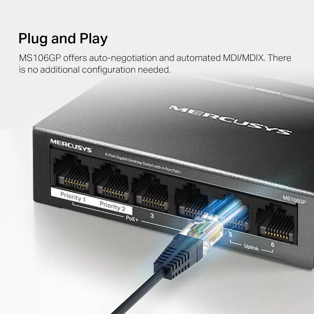 سويتش شبكة MERCUSYS MS106GP جيجابت 6 منافذ مع PoE+ - Thumbnail 6