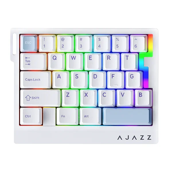 كيبورد ألعاب AJAZZ AK029 ميكانيكي سلكي RGB، 29 مفتاح، سويتشات Ice Island قابلة للتبديل، أبيض وأزرق