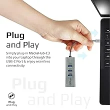 محول USB-C إلى HDMI من الألومنيوم Promate MediaHub-C3 مع 3 منافذ USB 3.0 ودقة 4K 30Hz - Image 10