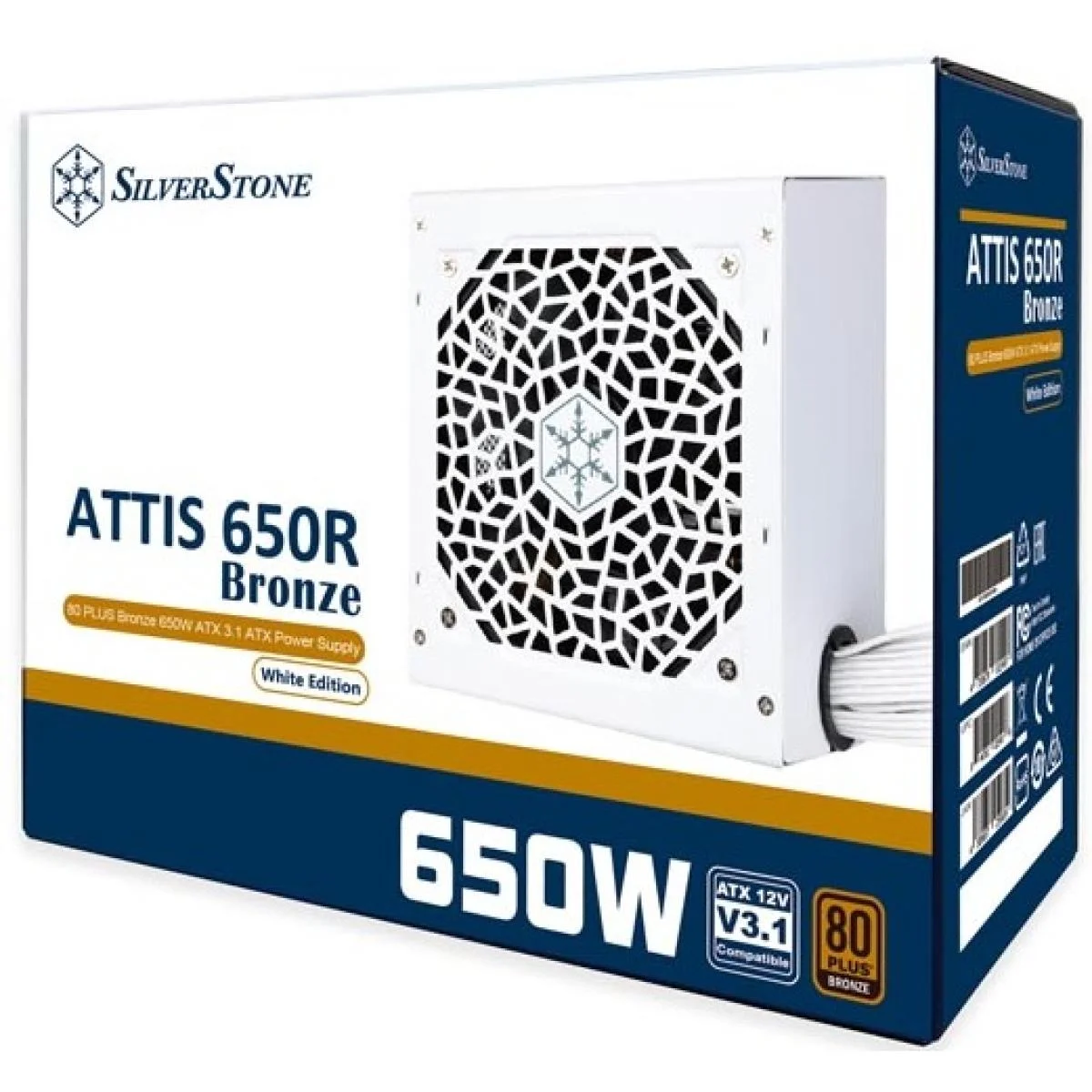 SilverStone ATTIS 650R 650W 80 PLUS Bronze ATX 3.1 Power Supply White