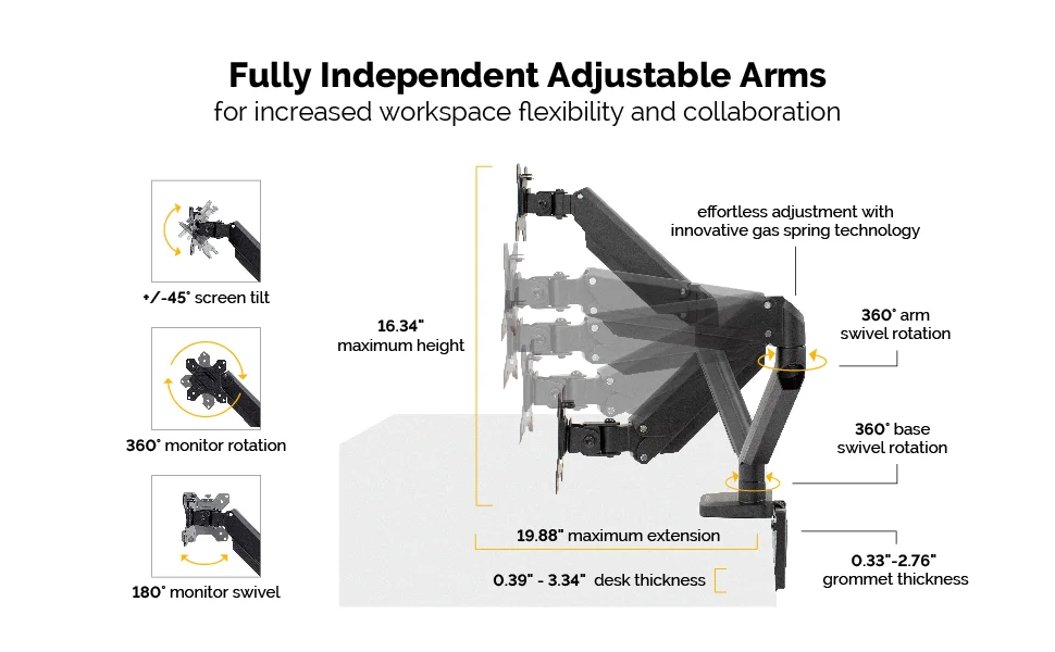 Fellowes Platinum Series Adjustable Dual Monitor Arm - White - Thumbnail 7