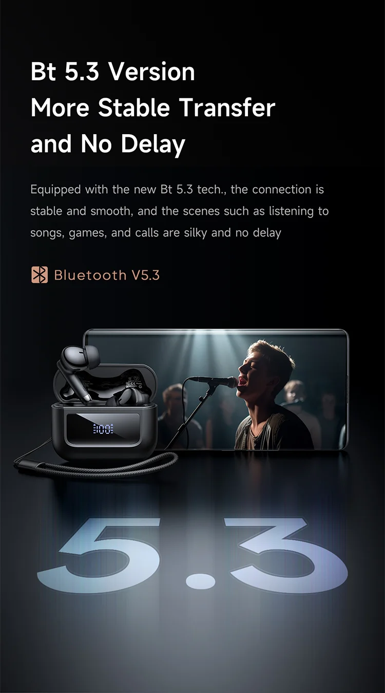 Mcdodo HP-3290 Wireless Earbuds with Bluetooth 5.3, Digital Display & 13mm Drivers - Black - Thumbnail 16