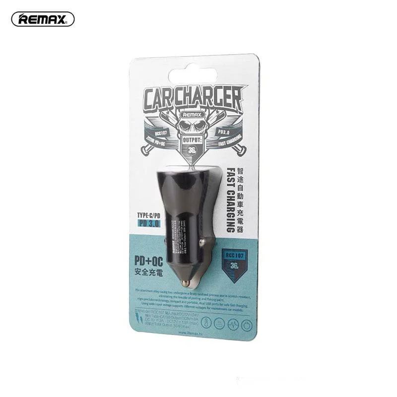 شاحن سيارة Remax RCC-107 بقدرة 36W وشحن سريع PD+QC، USB + Type-C - Thumbnail 2