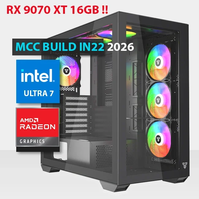 كمبيوتر ألعاب Intel MCC IN22-26 MIDAS بمعالج Core Ultra 7 270K وكرت Radeon RX 9070 XT وذاكرة 32GB وتخزين 1TB SSD - Image 2