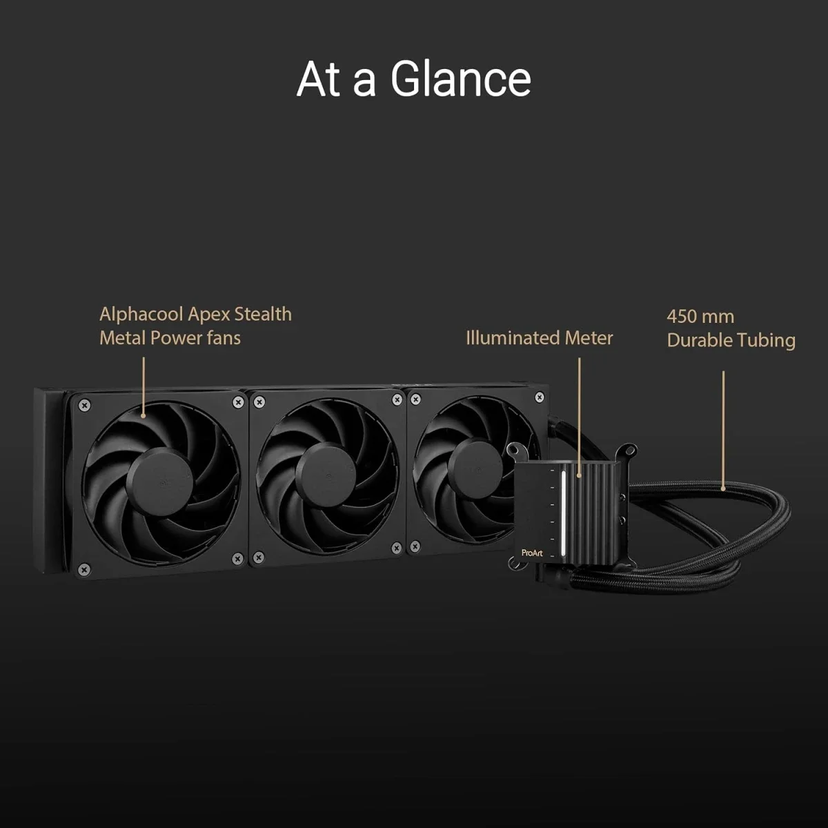 مبرد معالج مائي Asus ProArt LC 360 براديتر 360 مم و3 مراوح Alphacool 120 مم PWM بسرعة 3000 RPM - Image 4