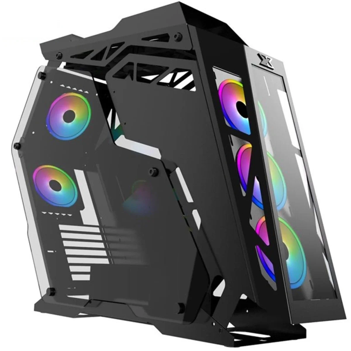 هيكل كمبيوتر عاب XIGMATEK Zeus ميد تاور مع زجاج مقوي و5 مراوح RGB ودعم ATX