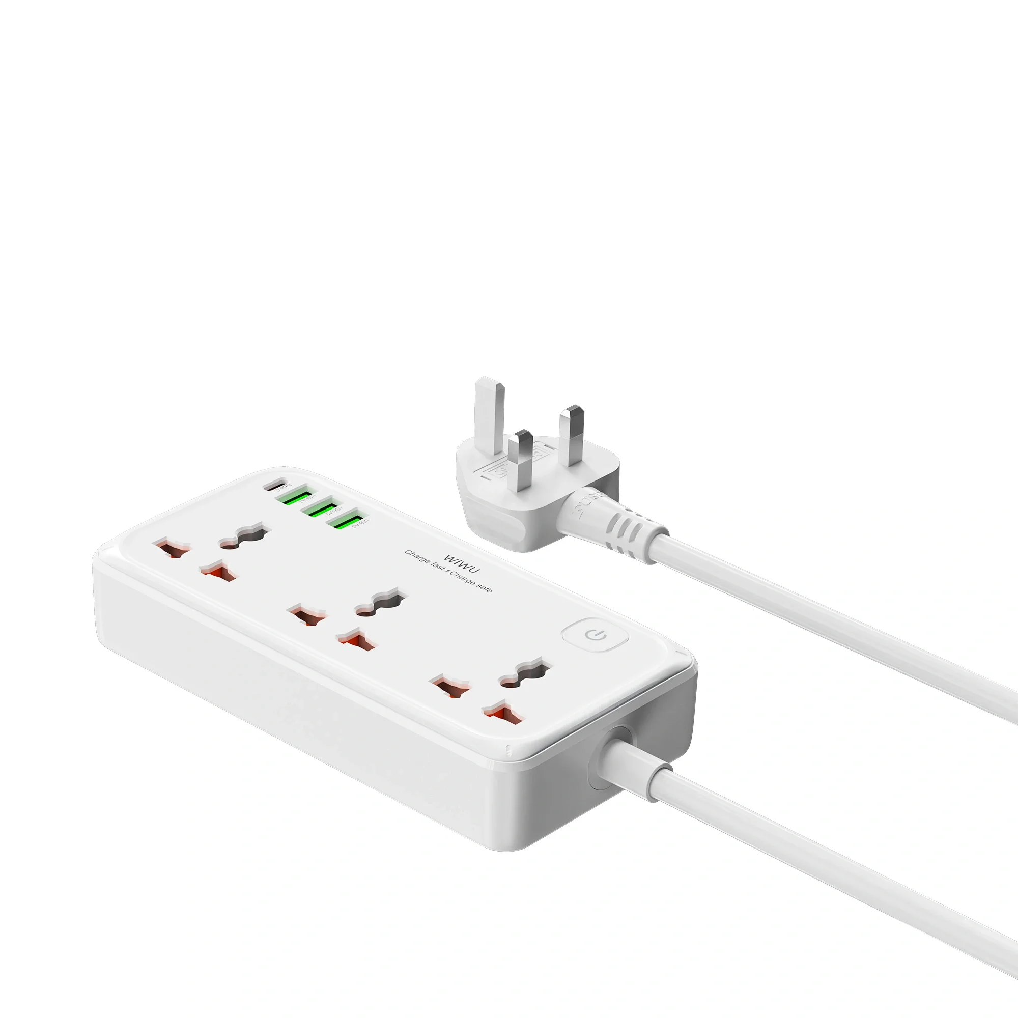 مشترك كهرباء WIWU Wi-S005 7 في 1 بقدرة 30 واط مع 3 مقابس عالمية و3 USB وUSB-C - قابس بريطاني - Image 22