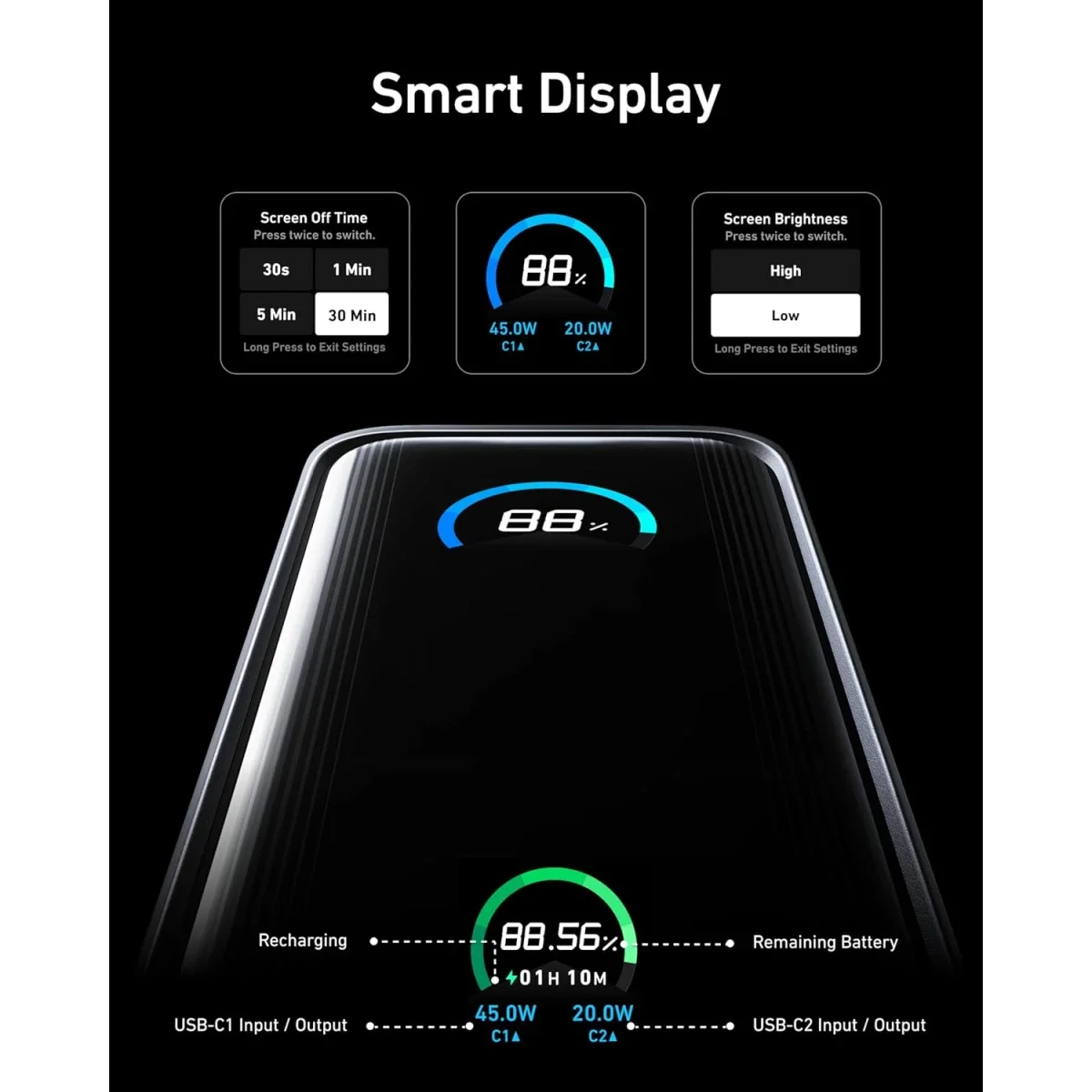 بطارية محمولة Anker Prime بسعة 9,600mAh وقدرة 65W مع قابس AC مدمج - Thumbnail 6