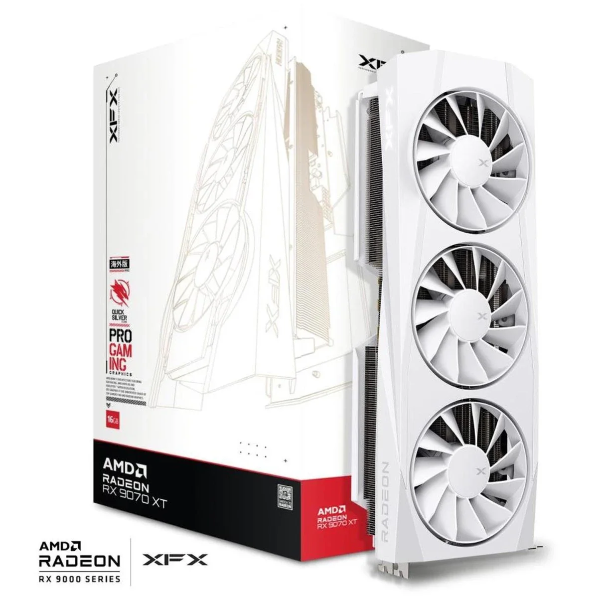 XFX Quicksilver AMD Radeon RX 9070 XT White Gaming Edition Graphics Card 16GB GDDR6