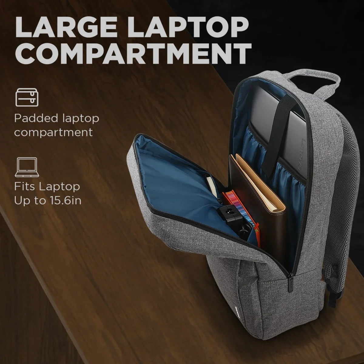 Lenovo B210 Laptop Backpack for 16-Inch Laptop/Tablet, Grey - Thumbnail 5