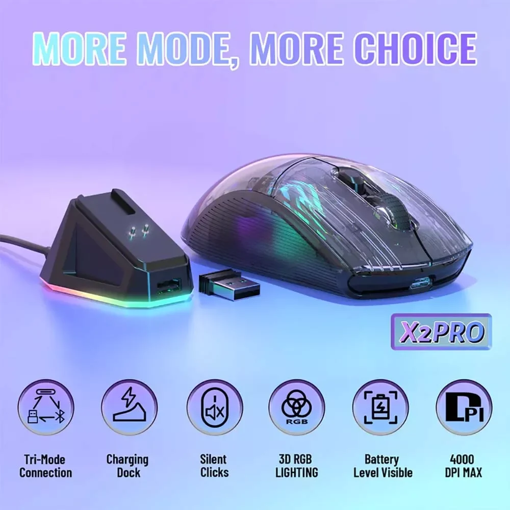 ATTACK SHARK X5 Wireless Gaming Mouse - White - Thumbnail 3